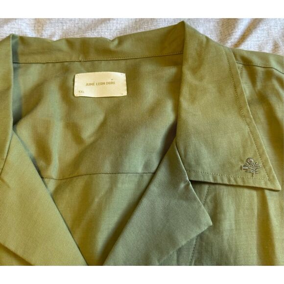 Aime Leon Dore Size 2XL Men Green Short Sleeve Button Up New NWT - Picture 5 of 6